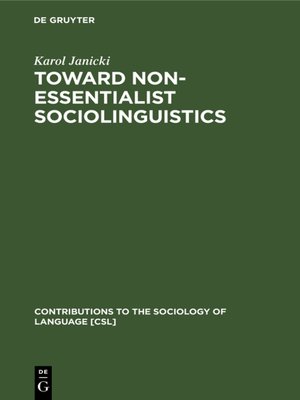 cover image of Toward Non-Essentialist Sociolinguistics